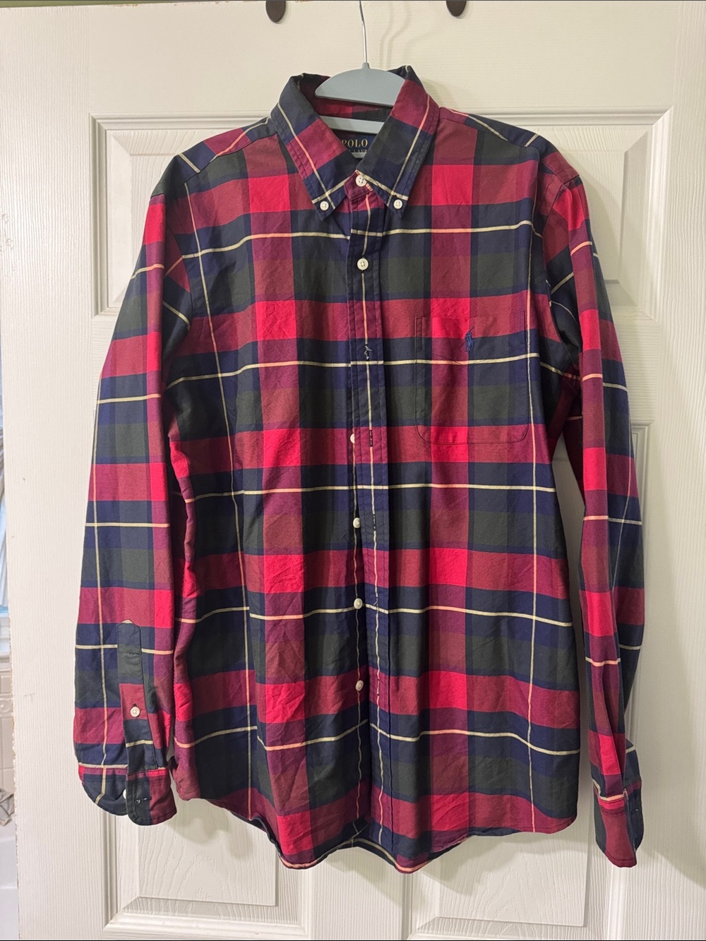 Polo by Ralph Lauren Red, Navy and Green Plaid Button-Down Shirt